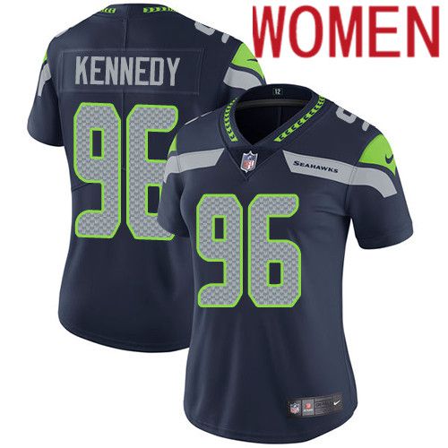 Women Seattle Seahawks #96 Cortez Kennedy Nike Navy Vapor Limited NFL Jersey->women nfl jersey->Women Jersey